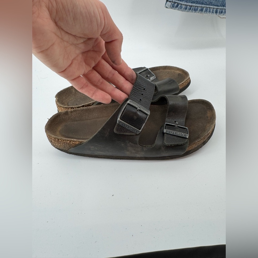 Birkenstock Arizona Black Amalfi Leather Sandals US 8.5